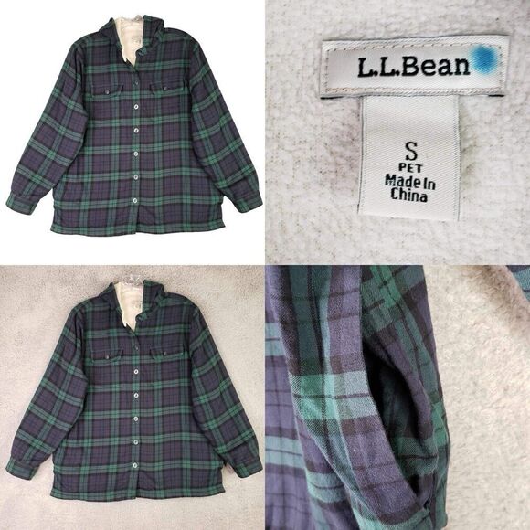 LL Bean Shirt Women’s Watch Scotch Plaid Flannel Button Up Hood Size Small P - Picture 1 of 12